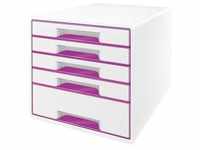 LEITZ Schubladenbox WOW Cube perlweiß/violett 5214-20-62, DIN A4 mit 5 Schubladen