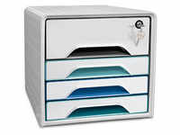 cep Schubladenbox Smoove Secure weiß/bunt 1073110511, DIN A4 mit 4 Schubladen