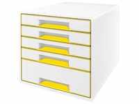 LEITZ Schubladenbox WOW Cube perlweiß/gelb 5214-20-16, DIN A4 mit 5 Schubladen