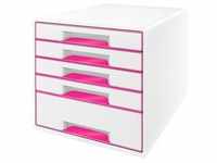 LEITZ Schubladenbox WOW Cube perlweiß/pink 5214-20-23, DIN A4 mit 5 Schubladen