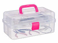 relaxdays Aufbewahrungsbox transparent, pink 33,0 x 39,0 x 17,0 cm