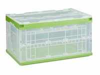 relaxdays Klappbox 60,0 l transparent/grün 59,5 x 39,5 x 31,5 cm
