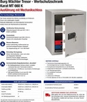 BURG W&Auml;CHTER Tresor MT 660 K Sicherheitsstufe 0 nach EN 1143-1 silber 43,0 x 39,0 x