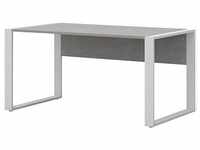röhr Schreibtisch beton rechteckig, Kufen-Gestell weiß 150,0 x 80,0 cm