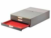 DURABLE Schubladenbox VARICOLOR® dunkelgrau mit bunten Farblinien 760327, DIN C4 mit