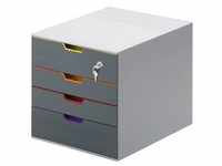 DURABLE Schubladenbox VARICOLOR® SAFE dunkelgrau mit bunten Farblinien 760627,...