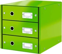 LEITZ Schubladenbox Click & Store gr&uuml;n 60480054, DIN A4 mit 3 Schubladen, 1 St. mit
