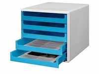 M&M Schubladenbox ocean-blue 30050961, DIN A4 mit 5 Schubladen 3005-0911