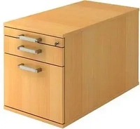 HAMMERBACHER Solid TC20 Rollcontainer buche 3 Ausz&uuml;ge 42,8 x 80,0 x 51,2 cm