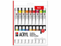 18 Marabu Basic Acrylfarben farbsortiert 18 x 12,0 ml