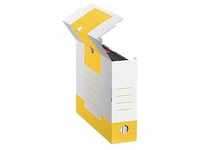 10 Cartonia Archivboxen weiß/gelb 8,3 x 34,0 x 25,2 cm