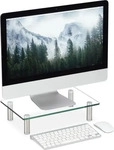 relaxdays Monitorst&auml;nder silber, transparent silber/transparent