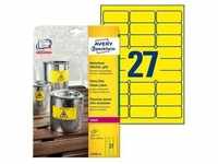L6105-20 Folienetiketten - 63,5 x 29,6 mm, gelb, 540 Etiketten, permanent, wetterfest