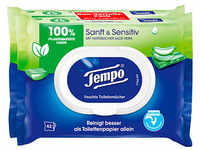 Tempo Feuchtes Toilettenpapier Sanft & Sensitiv Duo-Pack 1-lagig, 2x 42 Tücher