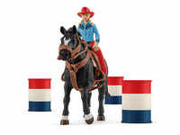 Schleich® Farm World 42576 Barrel Racing mit Cowgirl Spielfiguren-Set