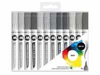 MOLOTOW Aqua Color Grey Set Brush-Pens farbsortiert, 12 St.