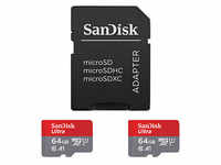 2 SanDisk Speicherkarten microSDXC Ultra 64 GB SDSQUAB-064G-GN6MT