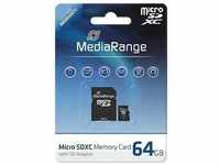 MediaRange Micro SDXC Speicherkarte 64GB Klasse 10 mit SD-Karten Adapter