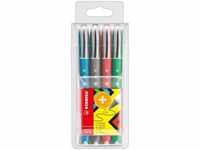 Tintenroller - STABILO worker+ colorful - medium - 4er Pack - grün, rot, blau,