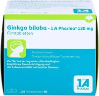 PZN-DE 17534800, 1A Pharma Ginkgo biloba -1 A Pharma 120 mg 120 St Filmtabletten,
