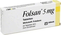 PZN-DE 01300098, Teofarma s.r.l FOLSAN 5 mg Tabletten 20 St Tabletten, Grundpreis: