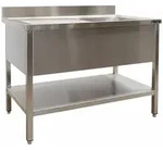 SARO Sp&uuml;ltisch mit 1 Becken, rechts - 700 mm Tiefe, 1200mm