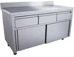 SARO Schiebet&uuml;renschrank mit 3 Schubladen und Aufkantung 1400 x 700 x 850 mm