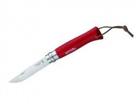 Opinel Messer mit Lederriemen rot - Gr&ouml;&szlig;e No.08 - 8,5cm 254298