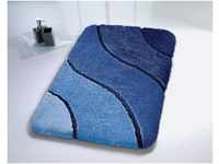 Kleine Wolke Badteppich Wave marineblau, 55 x 65 cm