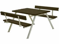 Plus Picknicktisch Alpha Stahl-Holz 118 x 185 x 76 cm schwarz mit 2...