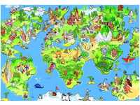 papermoon Vlies- Fototapete Digitaldruck 250 x 180 cm Kids World Map