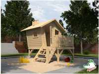 Weka Kinderspielhaus Lotti mit Treppe und Terrasse Fichte naturbelassen