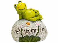 TrendLine Dekofigur Frosch Willkommen 34 x 31 cm grau grün