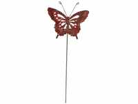TrendLine Gartenstecker Schmetterling Metall 95 x 18 cm rot