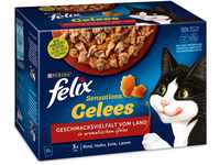 Felix Sensations Gelee Geschmacksvielfalt vom Land Katzenfutter 12 x 85g