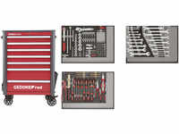 Gedore Werkstattwagen mit Werkzeugsatz Wingman rot 129-teilig mit 7 Schubladen