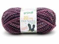Gründl Sockenwolle Hot Socks 100 g 4-fach, himbeer-weinrot-elfenbein-schwarz