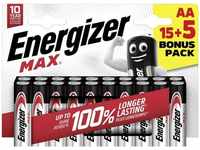Energizer Max Alkaline Batterie Mignon AA 1,5 V, 15 + 5er Pack