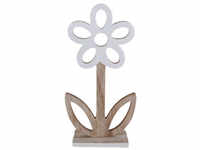 TrendLine Deko Blume Holz 29 cm braun weiß