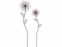 TrendLine Gartenstecker Blume Metall 115 x 24 cm Rostoptik