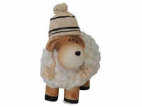 Dekofigur Schaf mit Bommelmütze weiß 19,5 x 10,5 x 18 cm