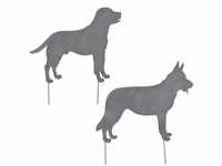 Mica Gartenstecker Hund grau 54 x 56 cm