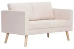 vidaXL 2-Sitzer-Sofa Stoff Cremewei&szlig;