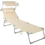 tectake Gartenliege 4-stufig mit Kopfpolster Beige