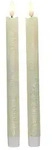 LED Stabkerzen Tafelkerzen Dinner Spitzkerzen rustikal 25cm creme 2St