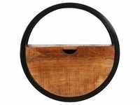 SIT Möbel Wandregal | rund | 1 Schublade | Mango-Holz natur | Gestell Metall schwarz