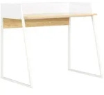 vidaXL Schreibtisch Wei&szlig; und Eiche 90x60x88 cm