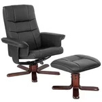 tectake TV Fernsehsessel mit Hocker Modell 1 Schwarz/Braun