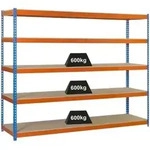 PROREGAL Schwerlastregal WOOD BEAST FIVE | HxBxT 200x180x60cm | Fachlast 600kg 