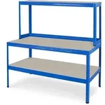 BRB Packtisch / Werkbank mit Aufbau, BxTxH 1500 x 600/300 x 1500 mm, blau